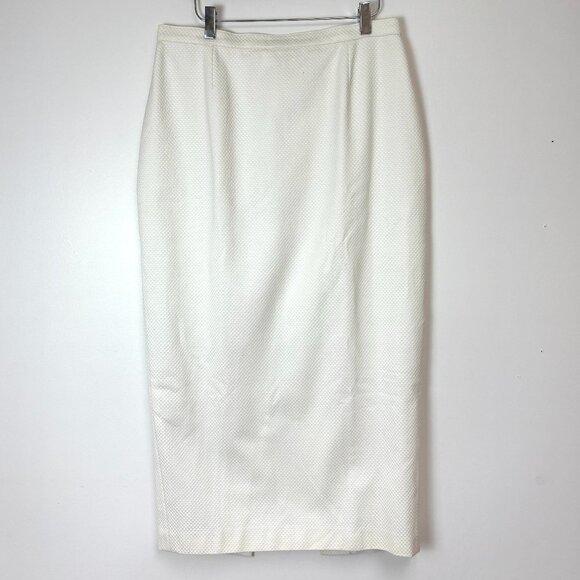 Women’s White & Blue Geometric Power Suit W/Jacket & 2 Skirts - Picture 9 of 16